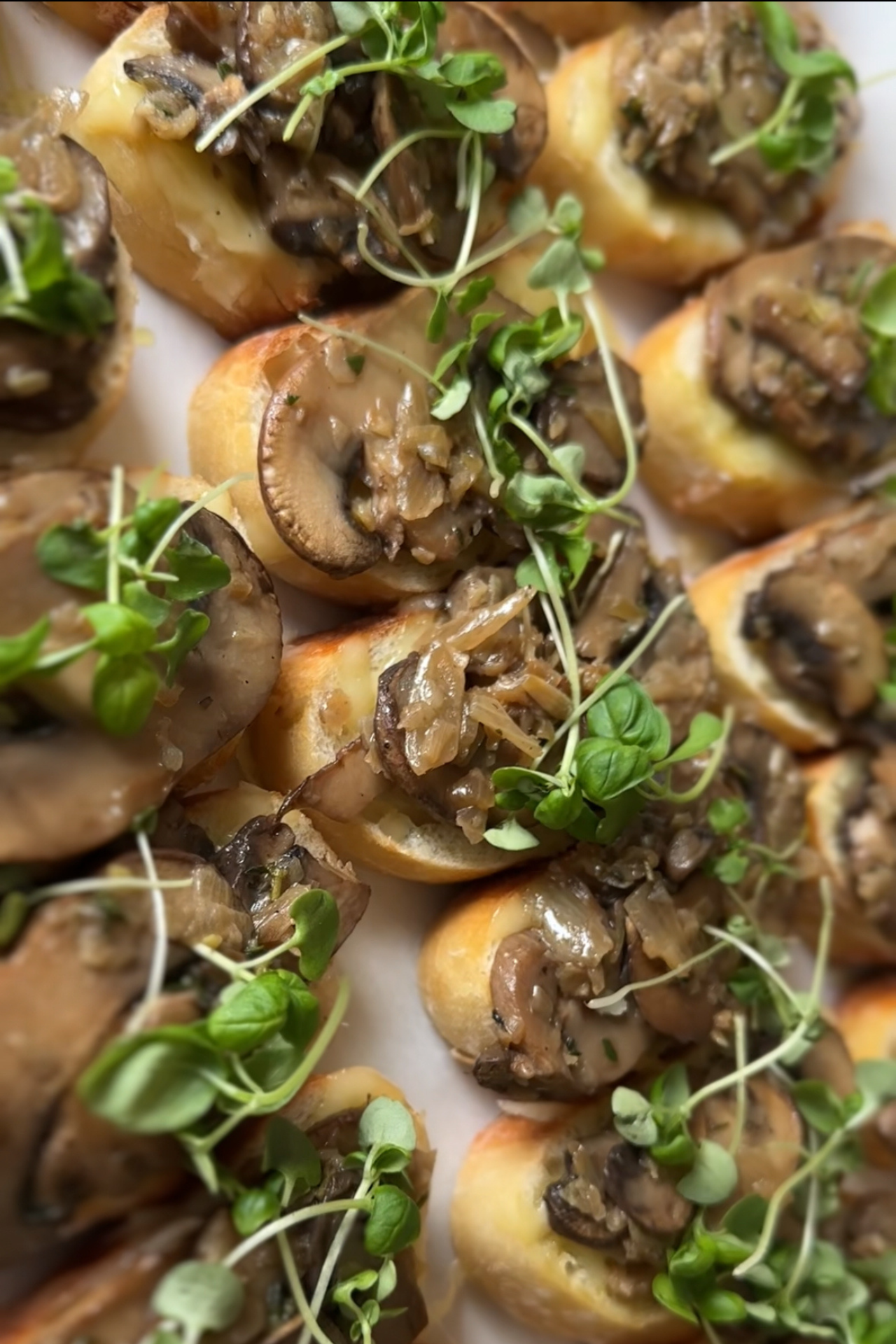 Appetizer bruschetta assortment with toppings