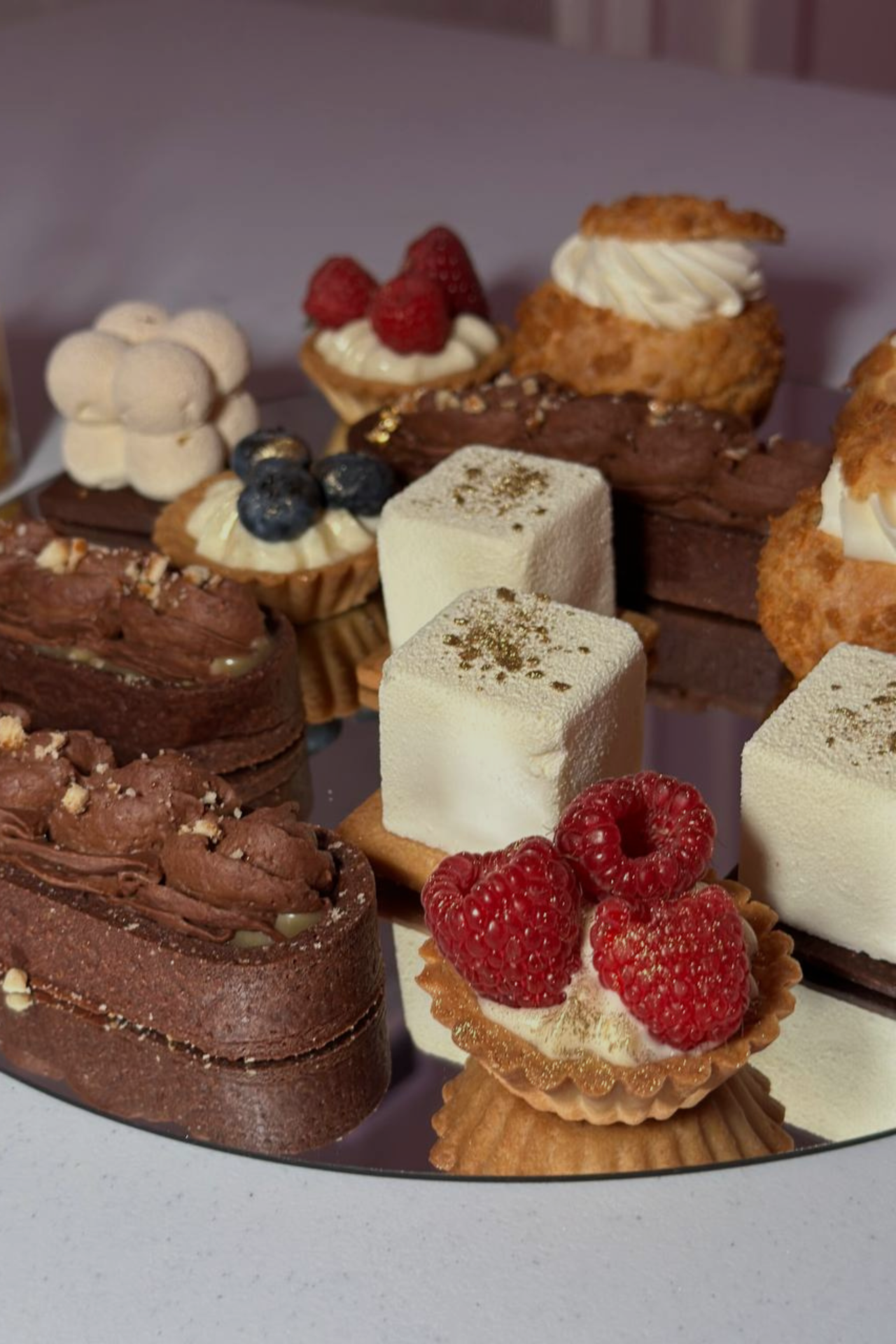 Assorted plated desserts