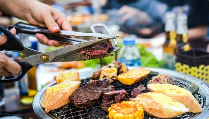 Corporate BBQ cookout with team members