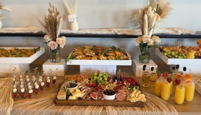 Party buffet with mains, sides and salads